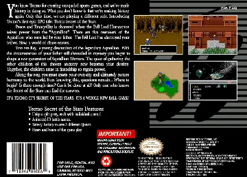 Tecmo Secret of the Stars (USA) (Beta) box cover back